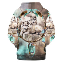 Native American Feathers Dream Catcher Wolves Together 3D Hoodie LT10 - Wonder Print Shop