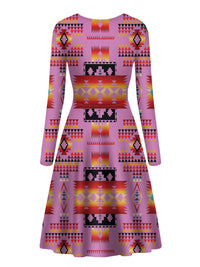 pink-pattern-native-american-long-sleeve-dress
