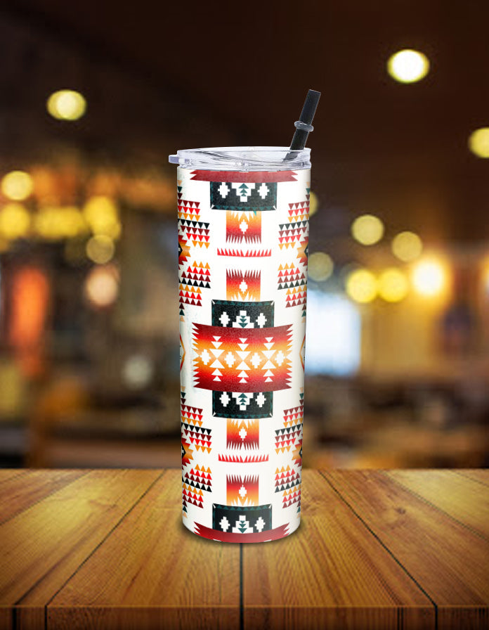 White Tribes Pattern Native American Skinny Tumbler LT10 - Wonder Print Shop