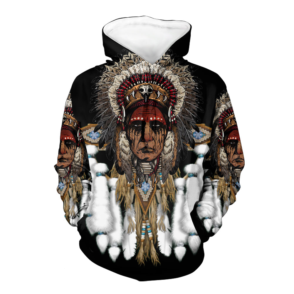 Native American Chief With Feather Headdress 3D Hoodie LT10 - Wonder Print Shop