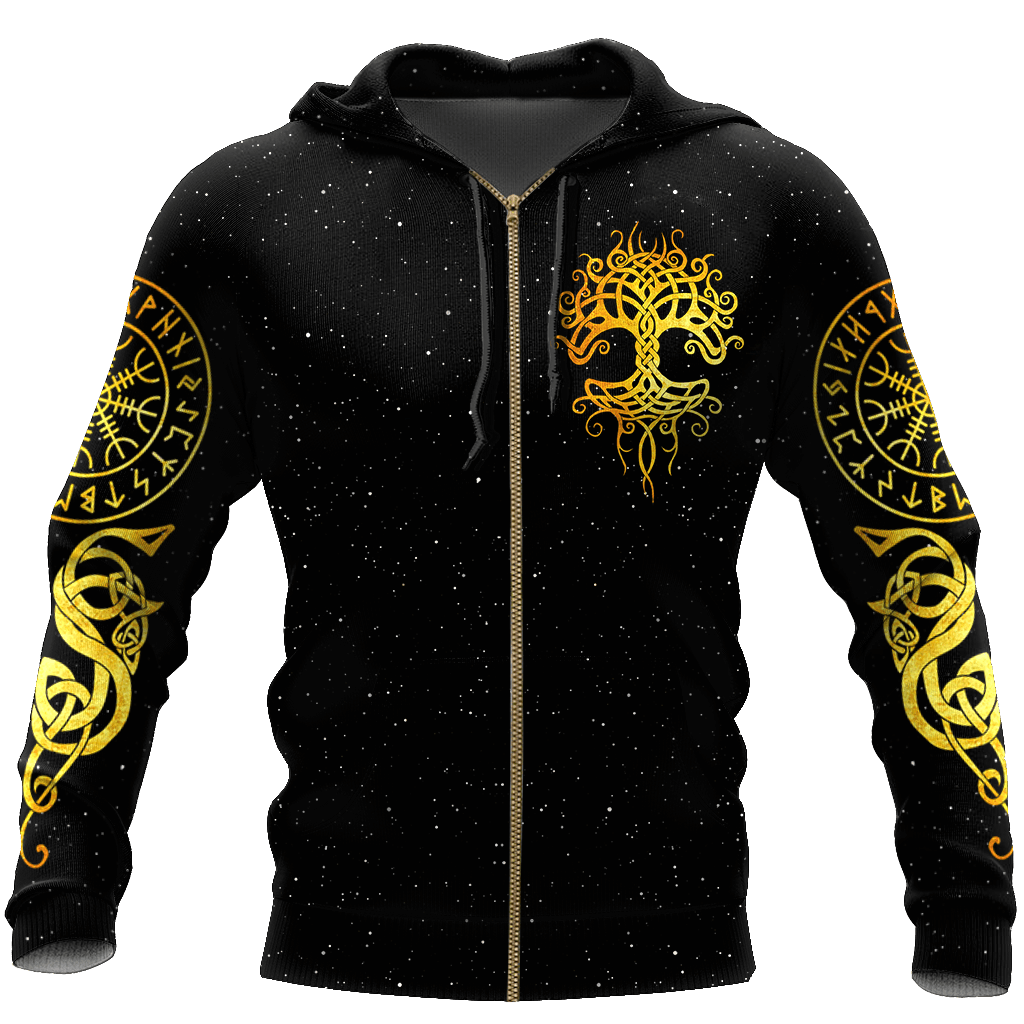 Viking Clothing Gold Tree Of Life Viking Hoodie RLT12 - Wonder Print Shop