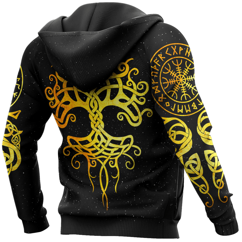 Viking Clothing Gold Tree Of Life Viking Hoodie RLT12 - Wonder Print Shop