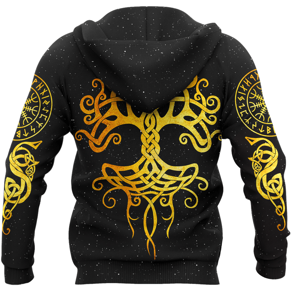 Viking Clothing Gold Tree Of Life Viking Hoodie RLT12 - Wonder Print Shop