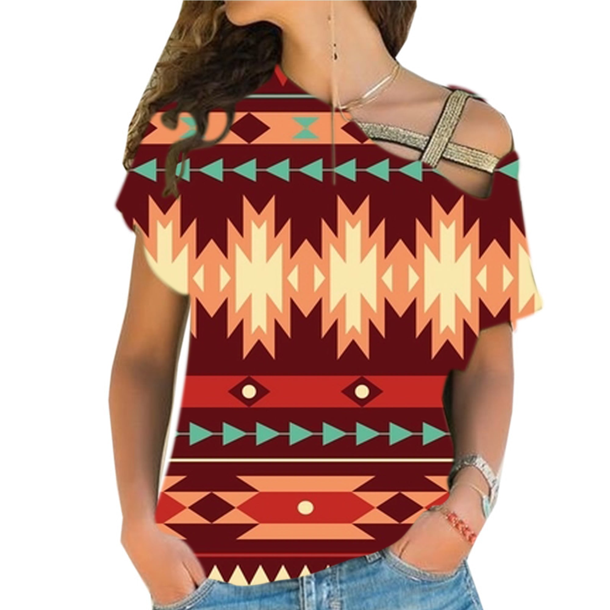 native-american-red-ethnic-pattern-cross-shoulder-shirt