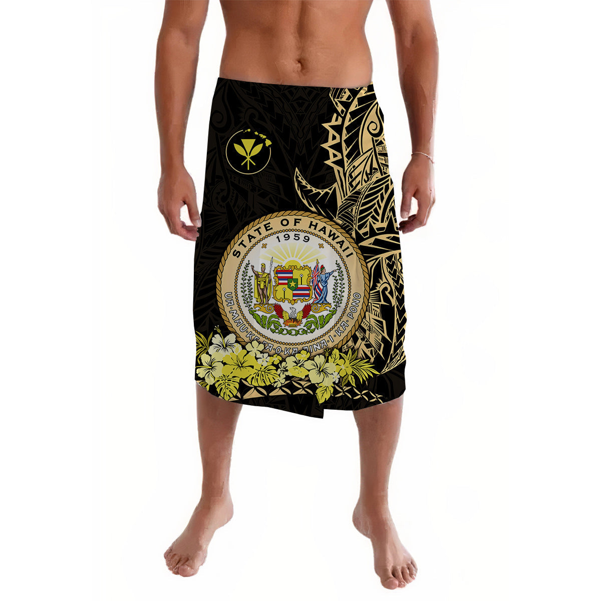 Hawaiian Polynesian Lavalava Gold Seal of Hawaii LT13 - Wonder Print Shop