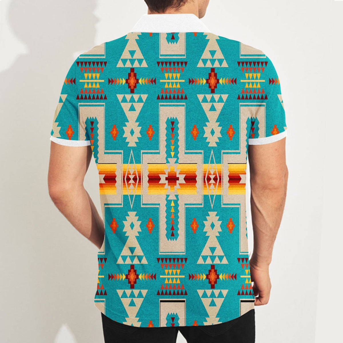 Turquoise Tribe Design Native American Polo T Shirt 3D LT10 - Wonder Print Shop