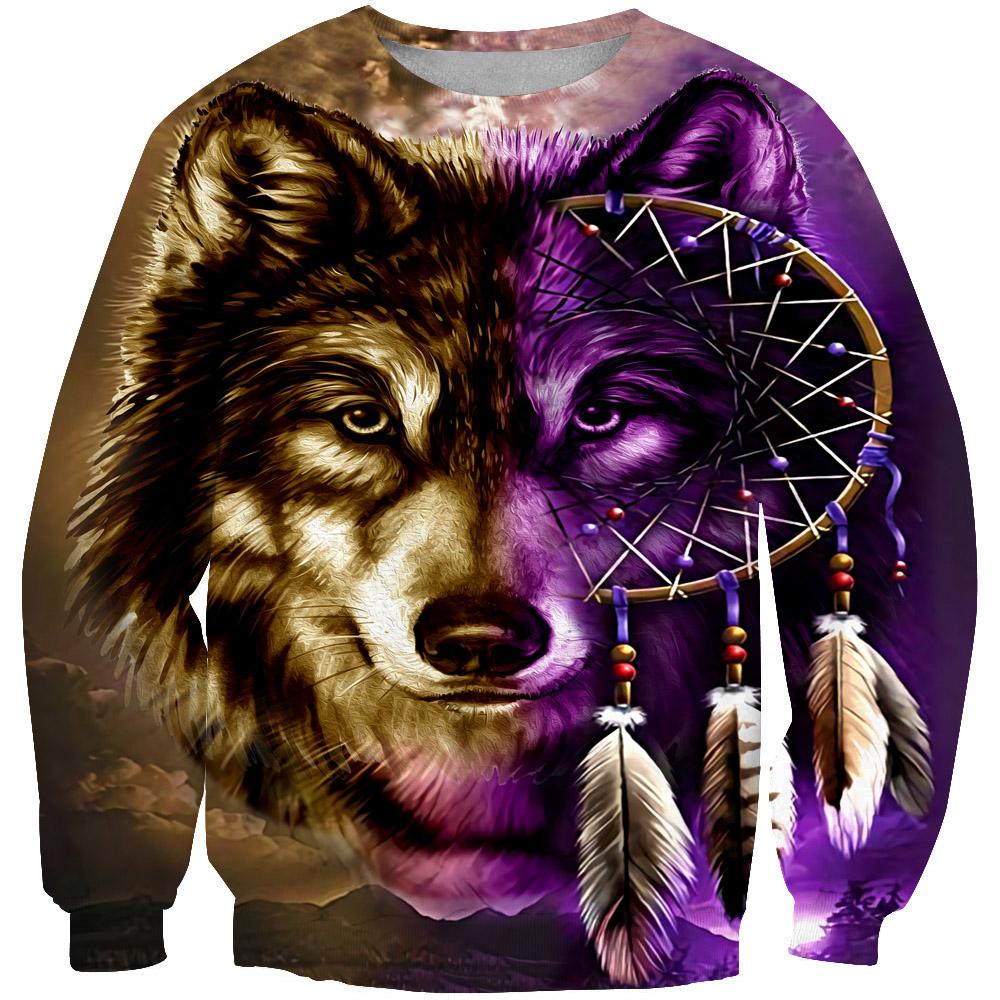 Purple Wolf Dreamcatcher Native American 3D Sweatshirt LT10 - Wonder Print Shop