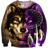 Purple Wolf Dreamcatcher Native American 3D Sweatshirt LT10 - Wonder Print Shop