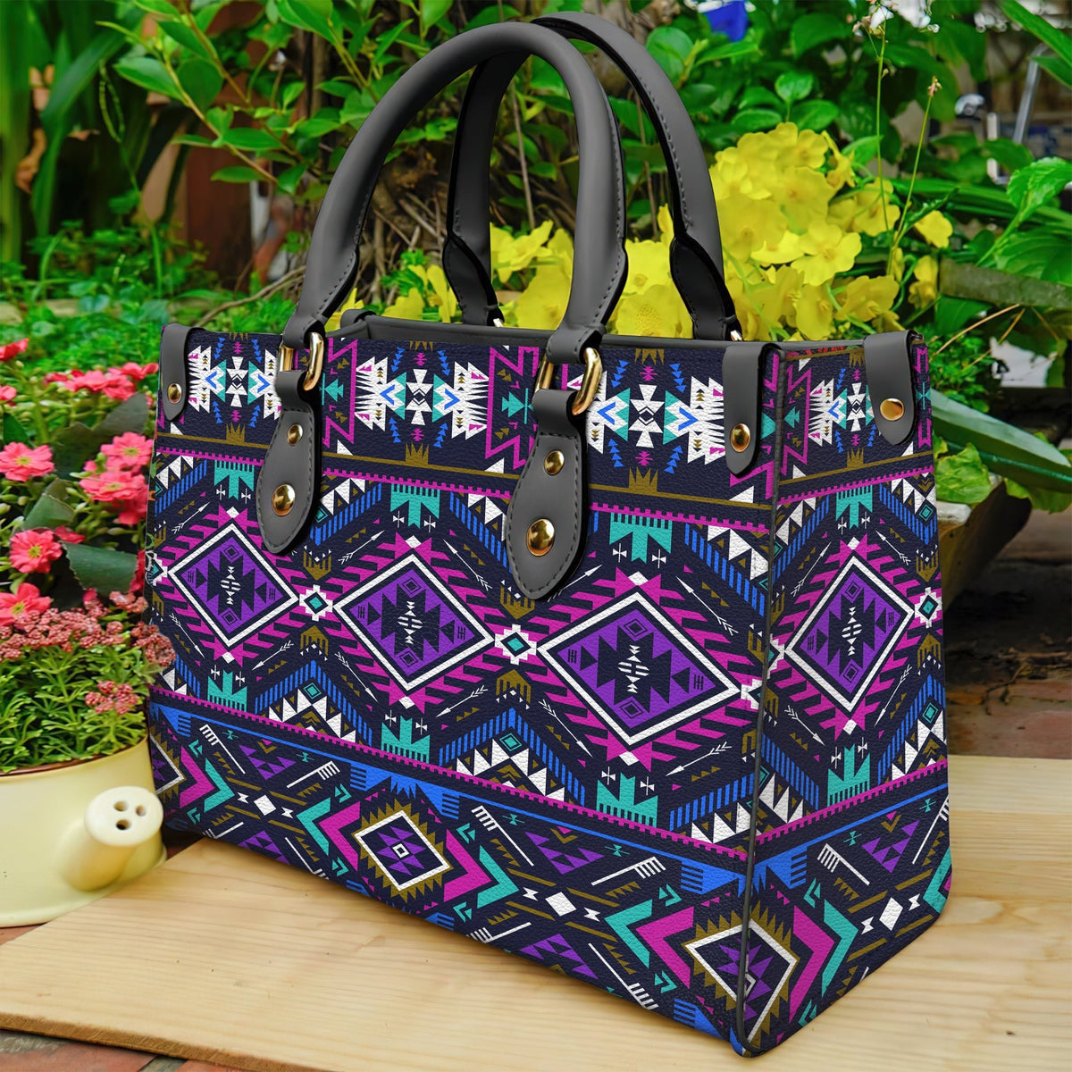 native-american-purple-tribe-pattern-leather-bag