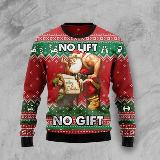No Lift No Gift Ugly Christmas Sweater - Wonder Print Shop