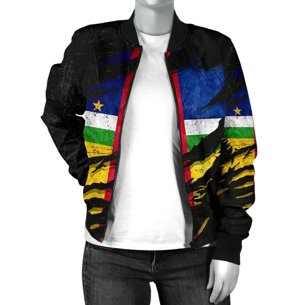 Central African Republic In Me Women's Bomber Jacket - Special Grunge Style RLT7 - Wonder Print Shop