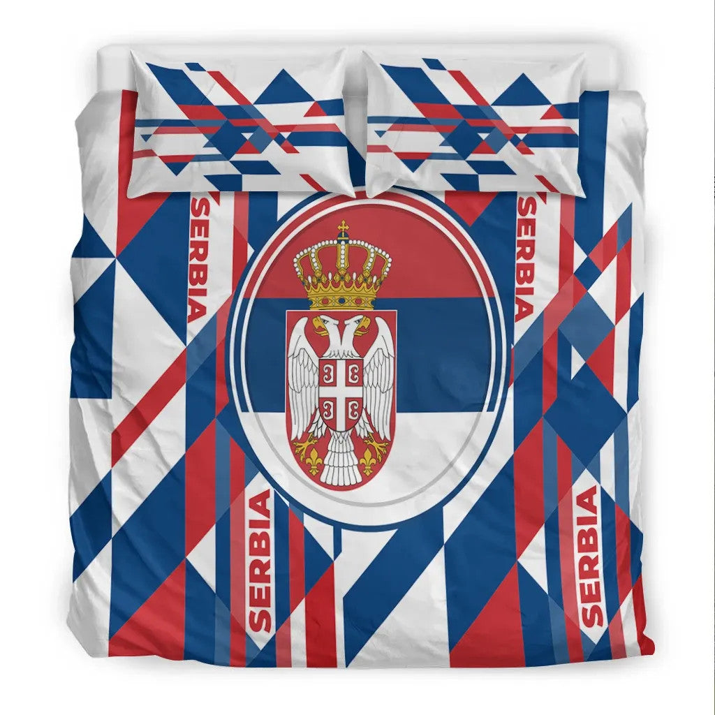 Bedding Set -  Serbia Flag Color With Coat Of Arm RLT7 - Wonder Print Shop