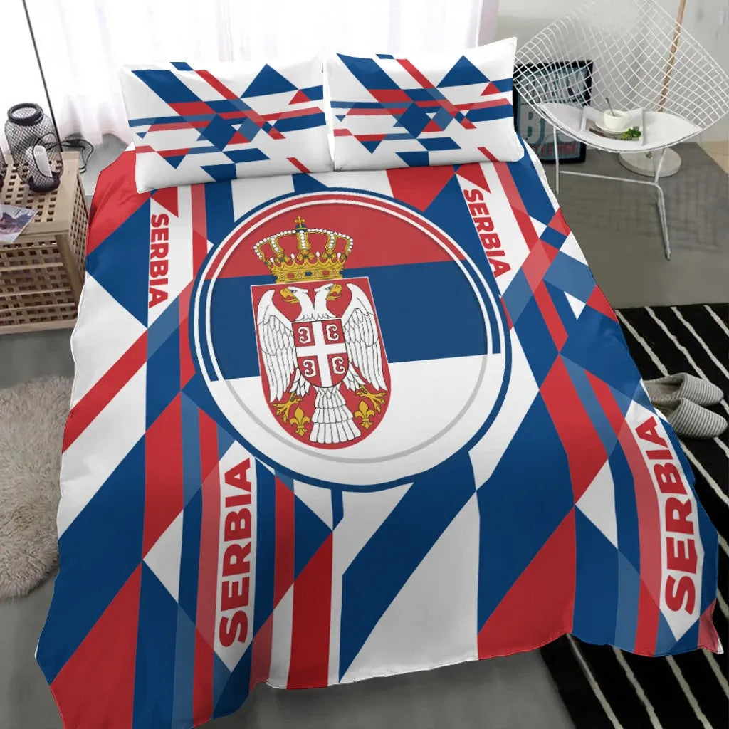 Bedding Set -  Serbia Flag Color With Coat Of Arm RLT7 - Wonder Print Shop