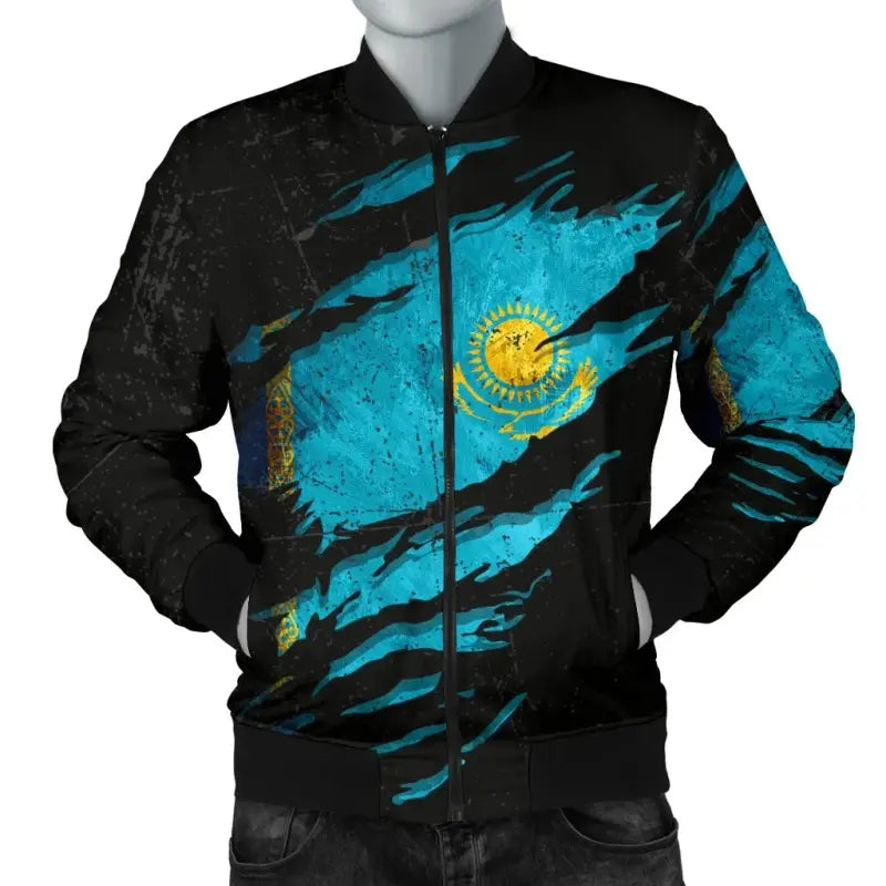 Kazakhstan In Me Mens Bomber Jacket - Special Grunge Style RLT8 - Wonder Print Shop
