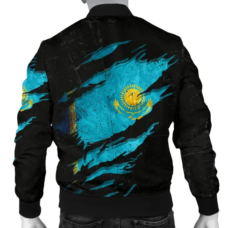 Kazakhstan In Me Mens Bomber Jacket - Special Grunge Style RLT8 - Wonder Print Shop