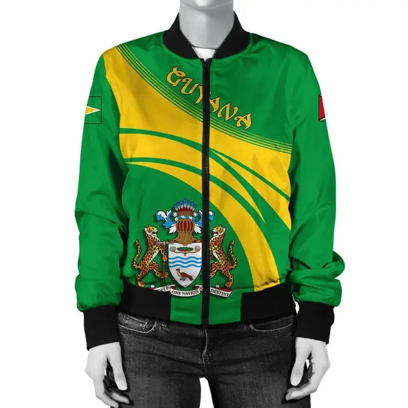Guyana Coat of Arms Women Bomber Jacket Cricket RLT8 - Wonder Print Shop