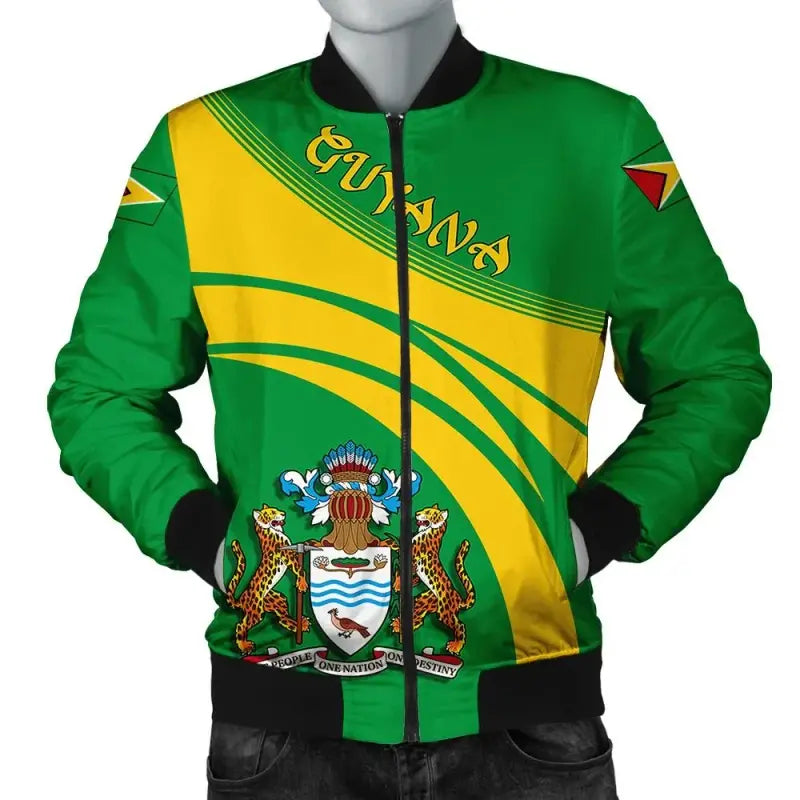 Guyana Coat of Arms Men Bomber Jacket Sticket RLT8 - Wonder Print Shop