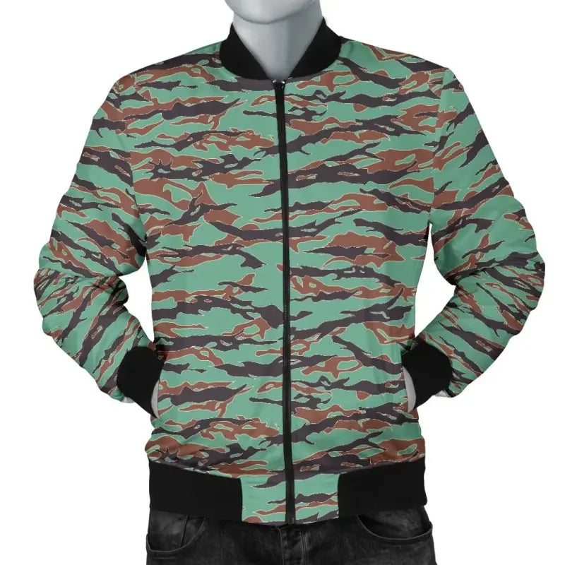 Army Guyana Tiger Stripe Camouflage Seamless Mens Bomber Jacket RLT8 - Wonder Print Shop