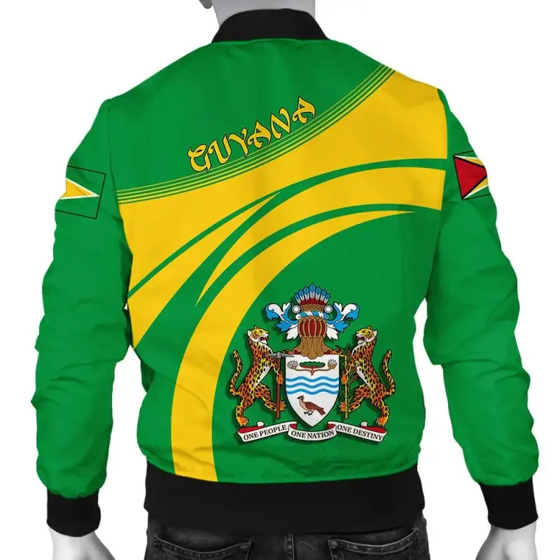 Guyana Coat of Arms Men Bomber Jacket Sticket RLT8 - Wonder Print Shop