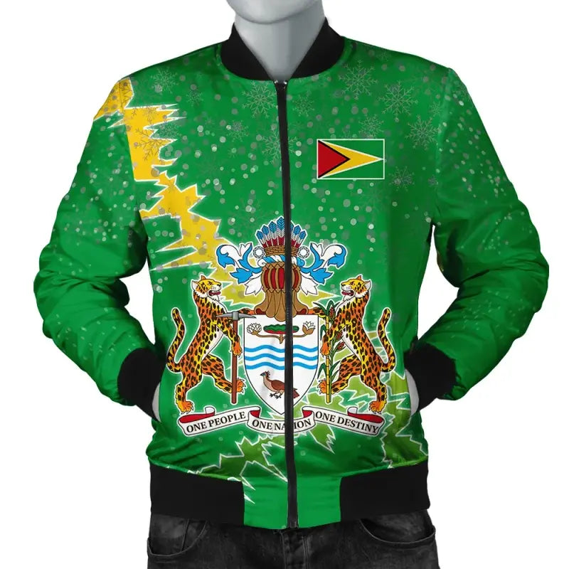 Guyana Christmas Coat of Arms Men Bomber Jacket X Style RLT8 - Wonder Print Shop