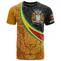 Guyana T Shirt Guyana Coat of Arms and Jaguar Patterns RLT8 - Wonder Print Shop
