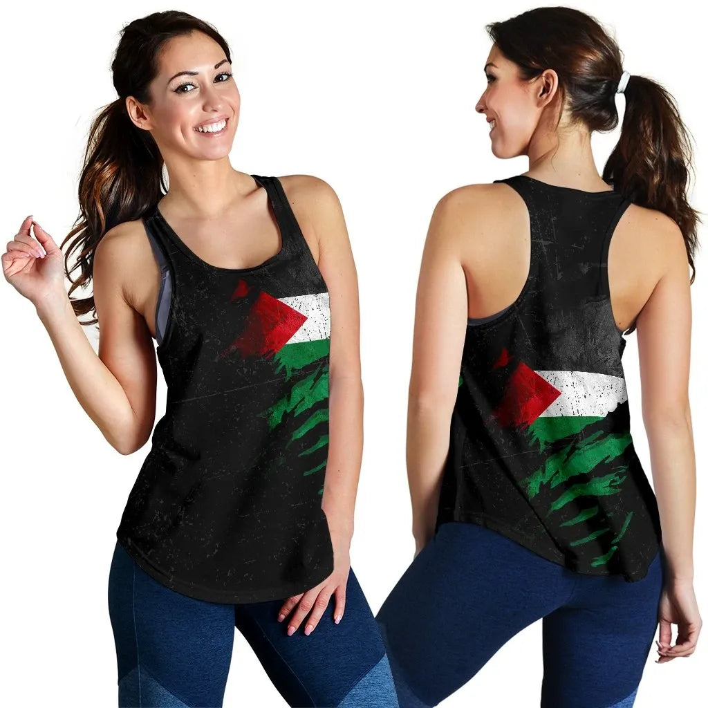 Palestine In Me Women's Racerback Tank Special Grunge Style RLT13 - Wonder Print Shop