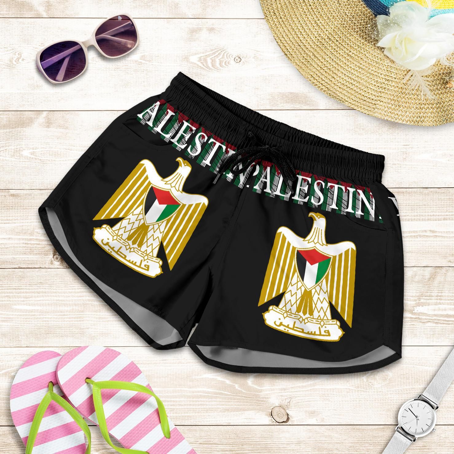 palestine-united-all-over-print-womens-shorts