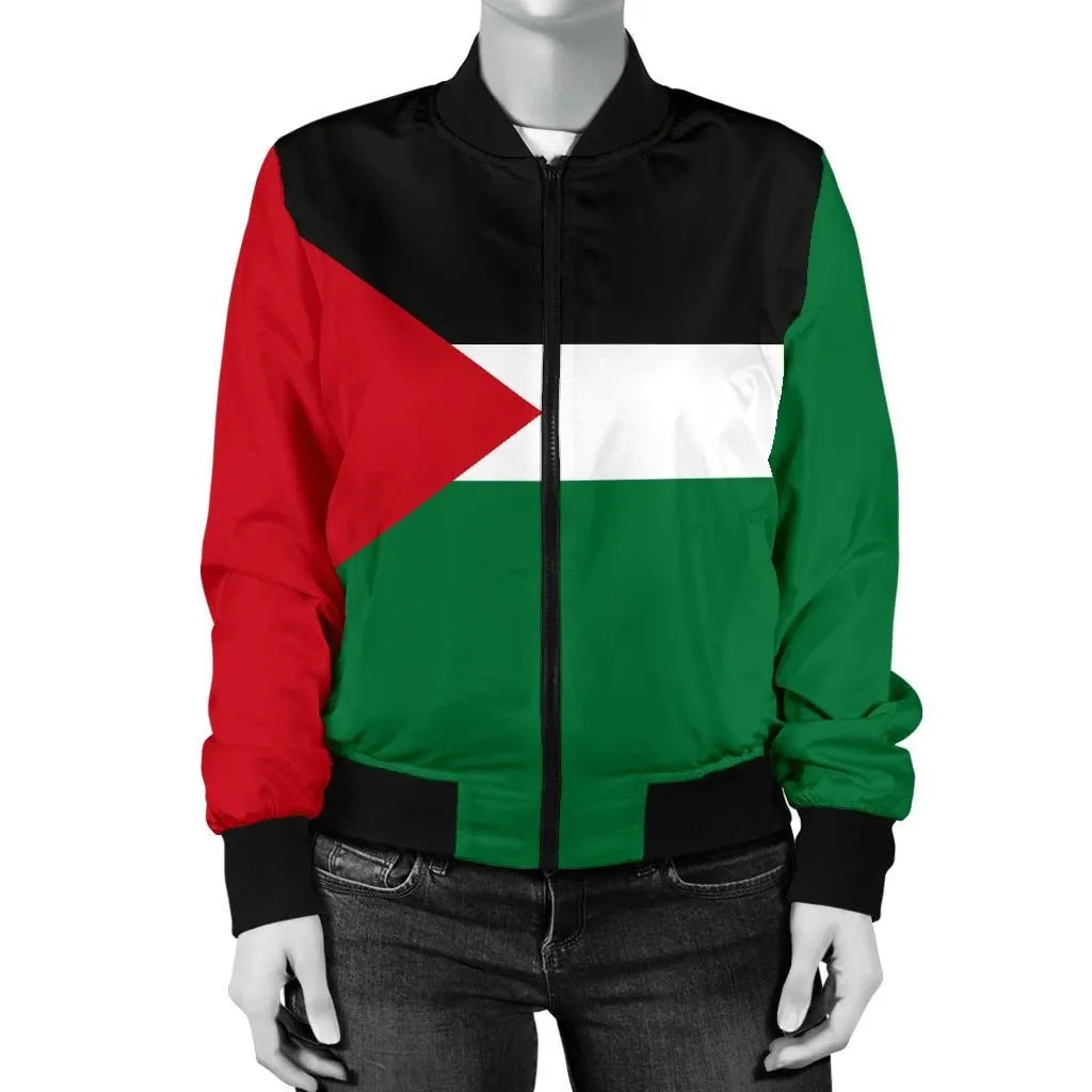 State of Palestine Women's Bomber Jacket Original Flag RLT13 - Wonder Print Shop