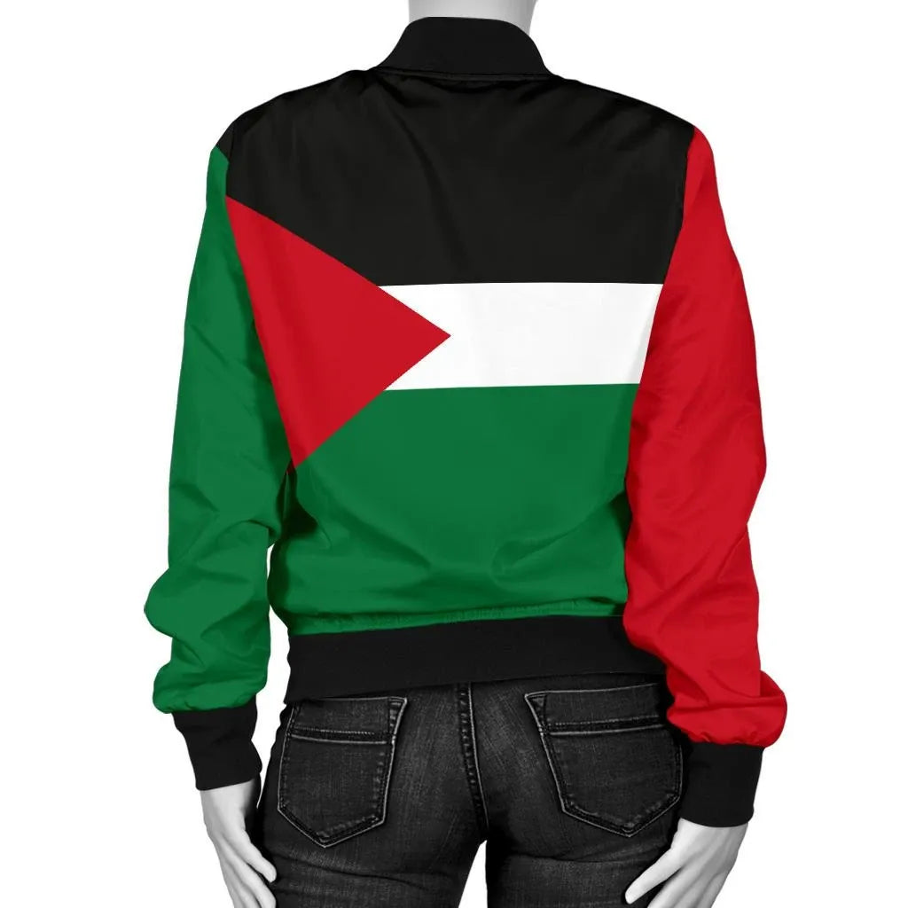 State of Palestine Women's Bomber Jacket Original Flag RLT13 - Wonder Print Shop