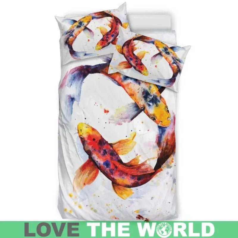 The Japanese Colorful Koi Bedding Set RLT8 - Wonder Print Shop