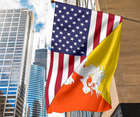 US Flag with Bhutan Flag RLT6 - Wonder Print Shop
