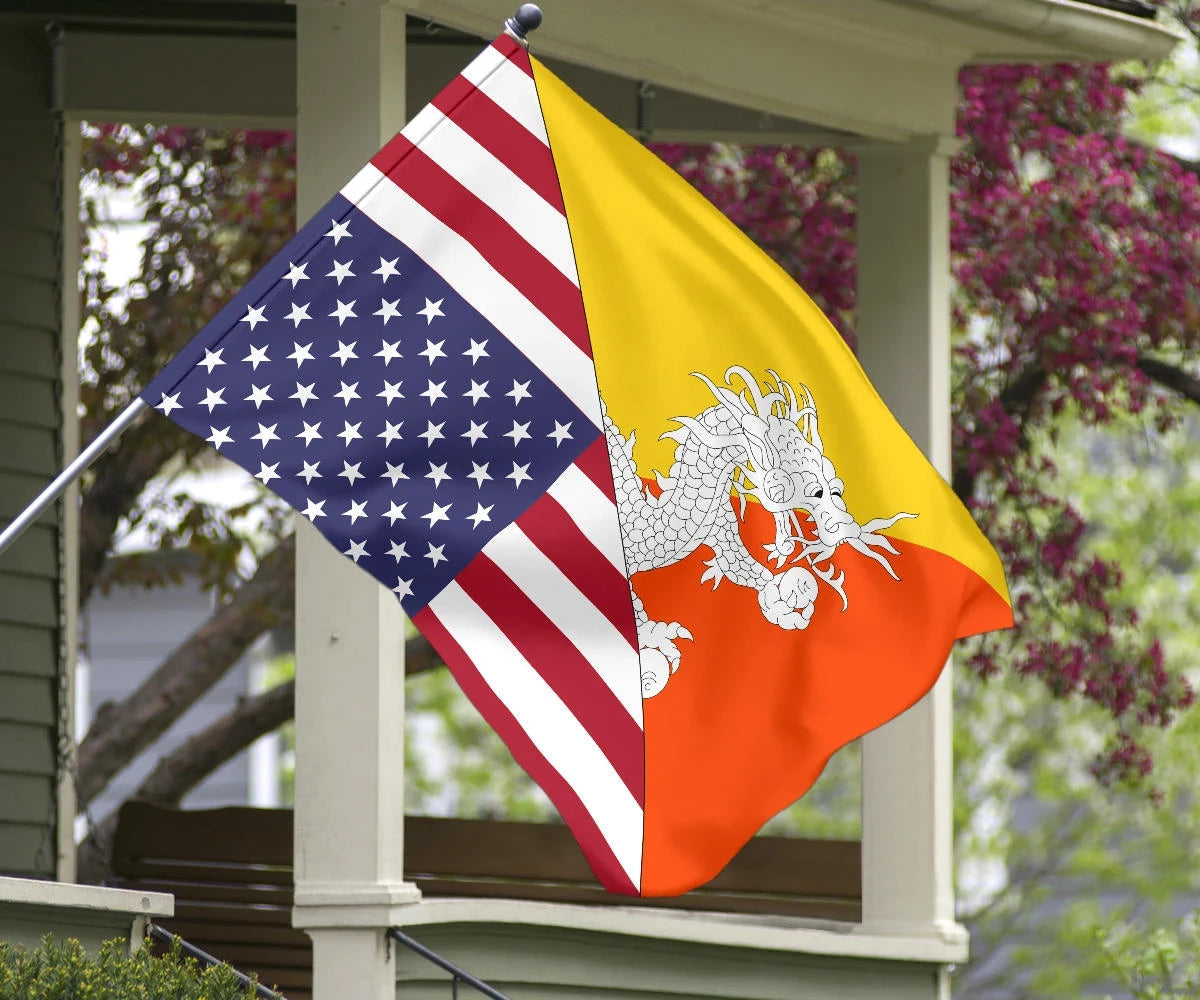 US Flag with Bhutan Flag RLT6 - Wonder Print Shop