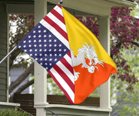 US Flag with Bhutan Flag RLT6 - Wonder Print Shop