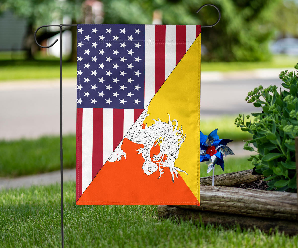 US Flag with Bhutan Flag RLT6 - Wonder Print Shop