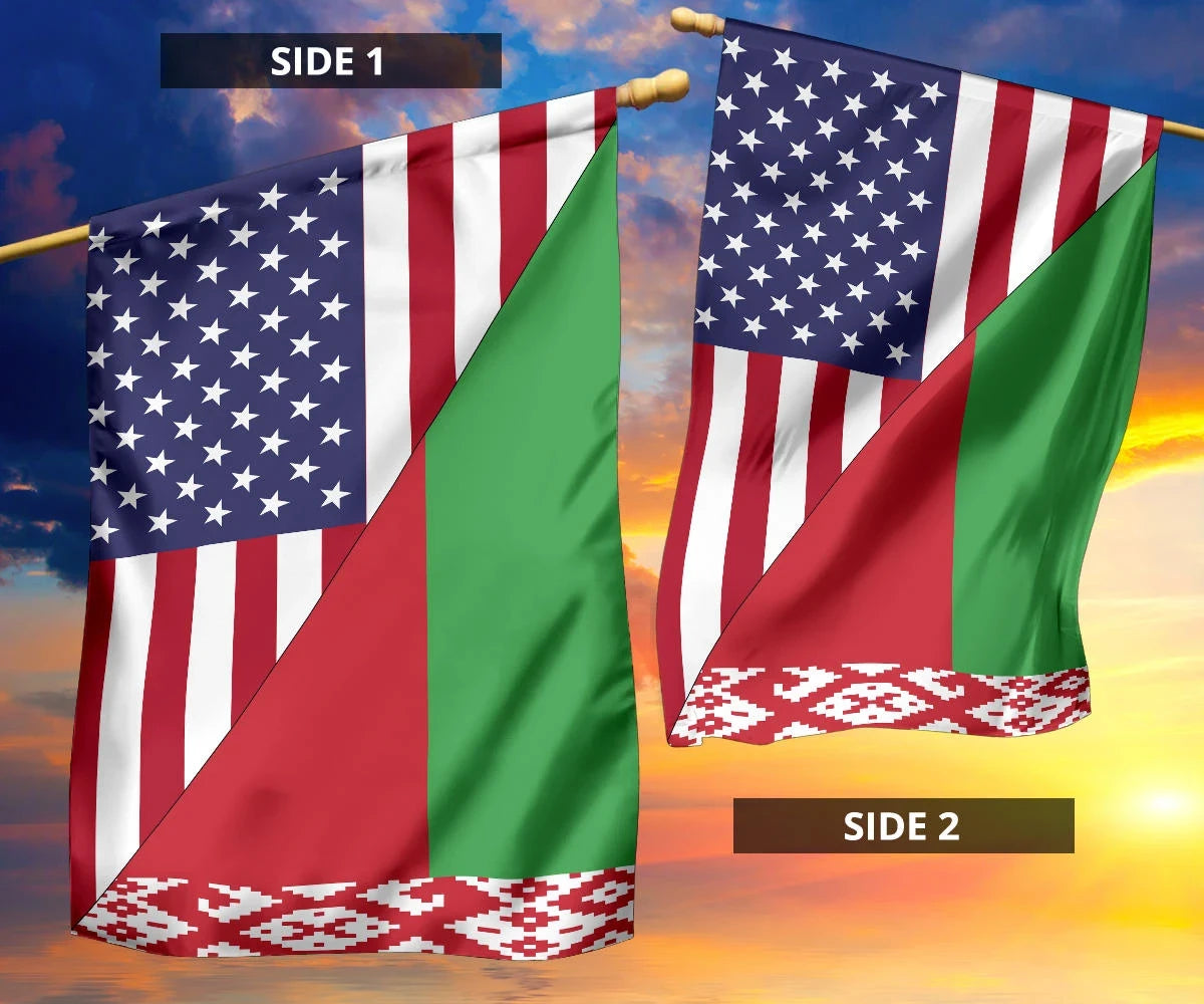 US Flag with Belarus Flag RLT6 - Wonder Print Shop