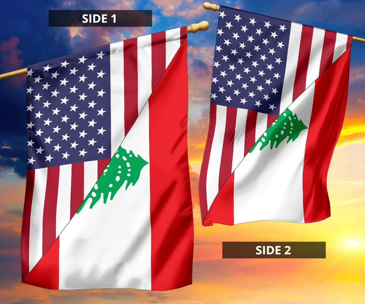 US Flag with Lebanon Flag RLT6 - Wonder Print Shop