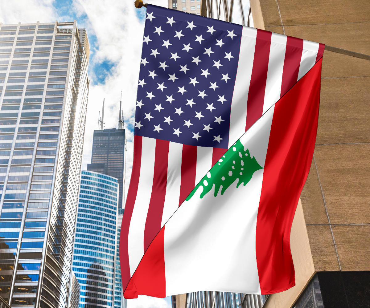 US Flag with Lebanon Flag RLT6 - Wonder Print Shop