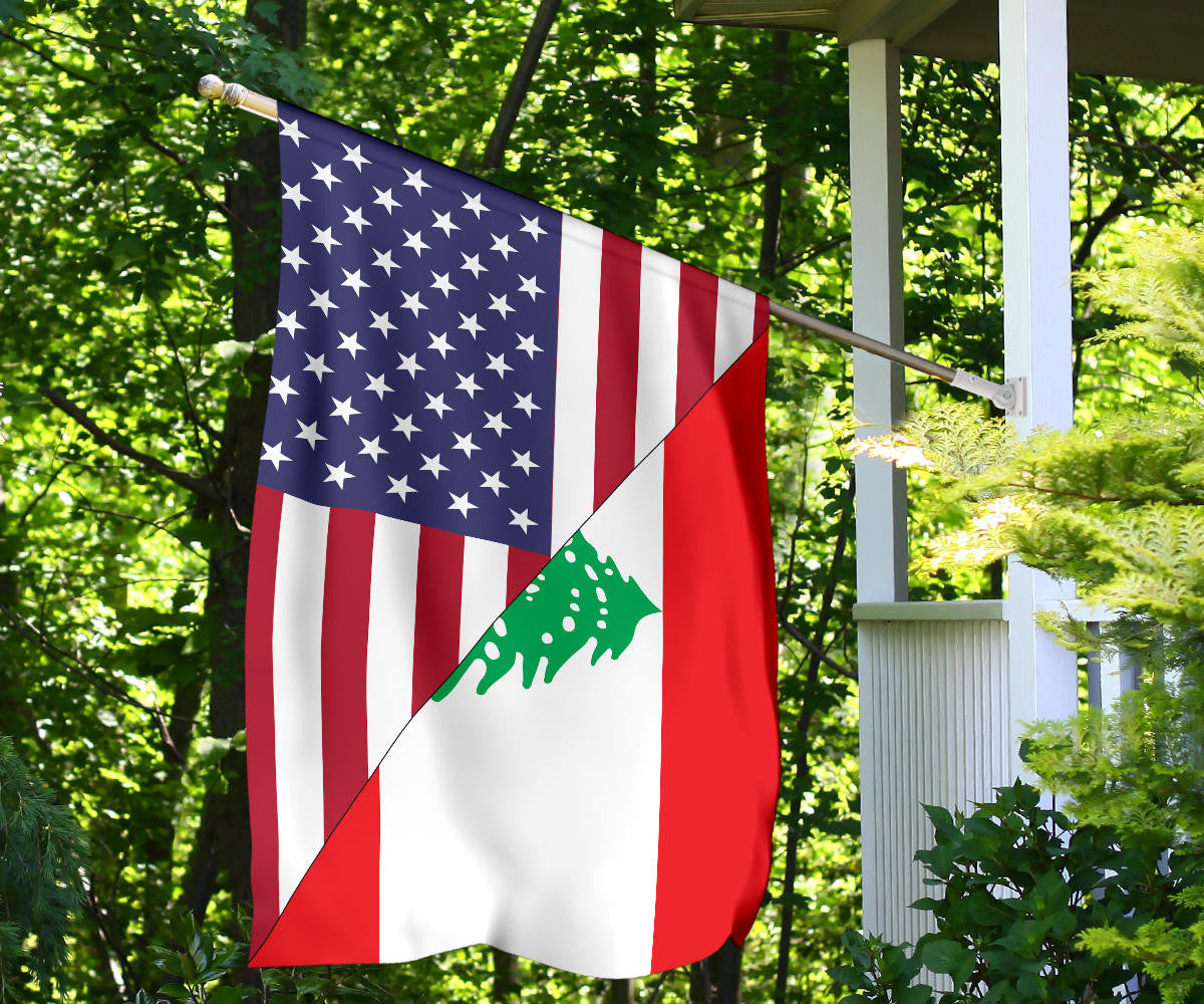US Flag with Lebanon Flag RLT6 - Wonder Print Shop