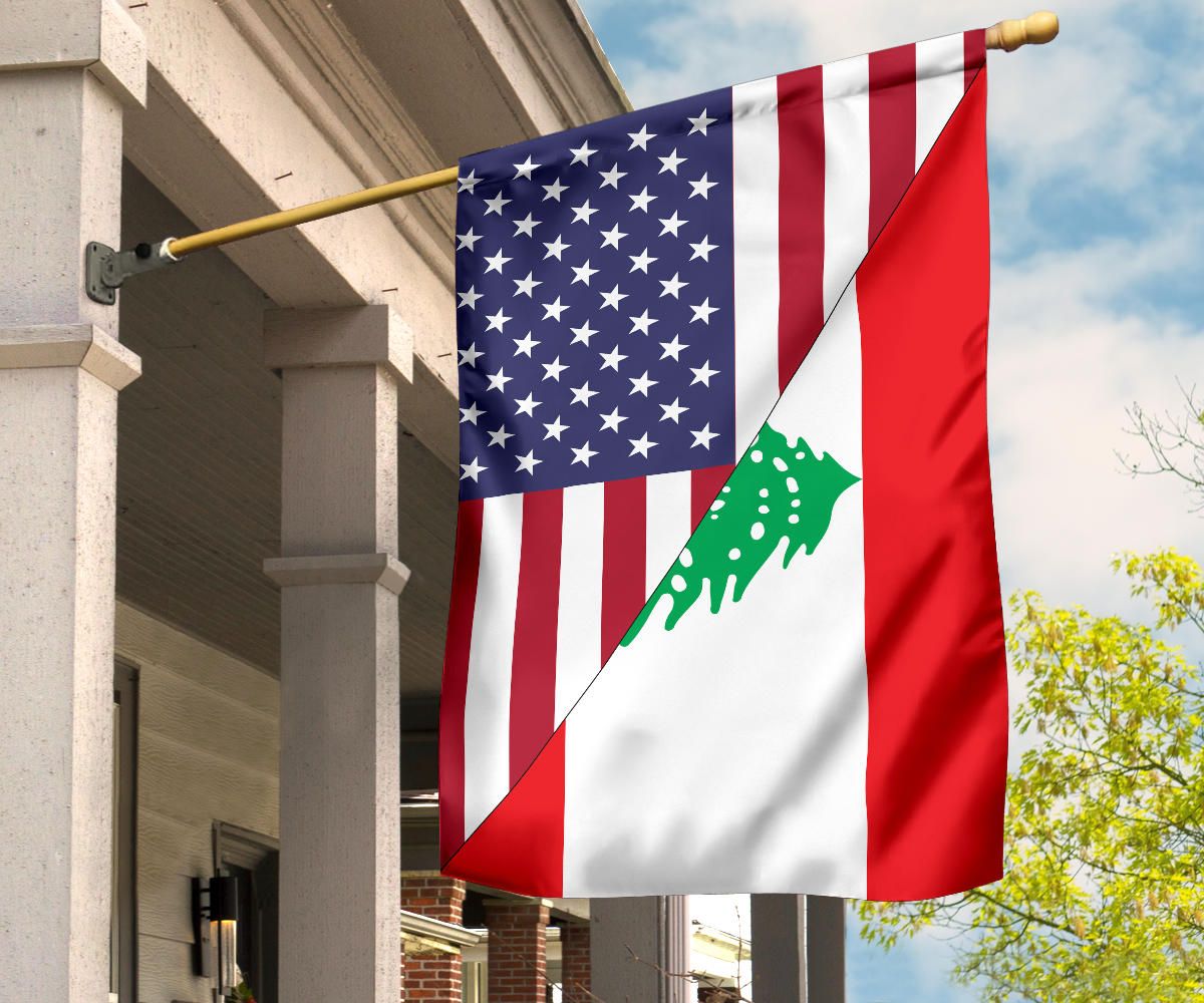 US Flag with Lebanon Flag RLT6 - Wonder Print Shop