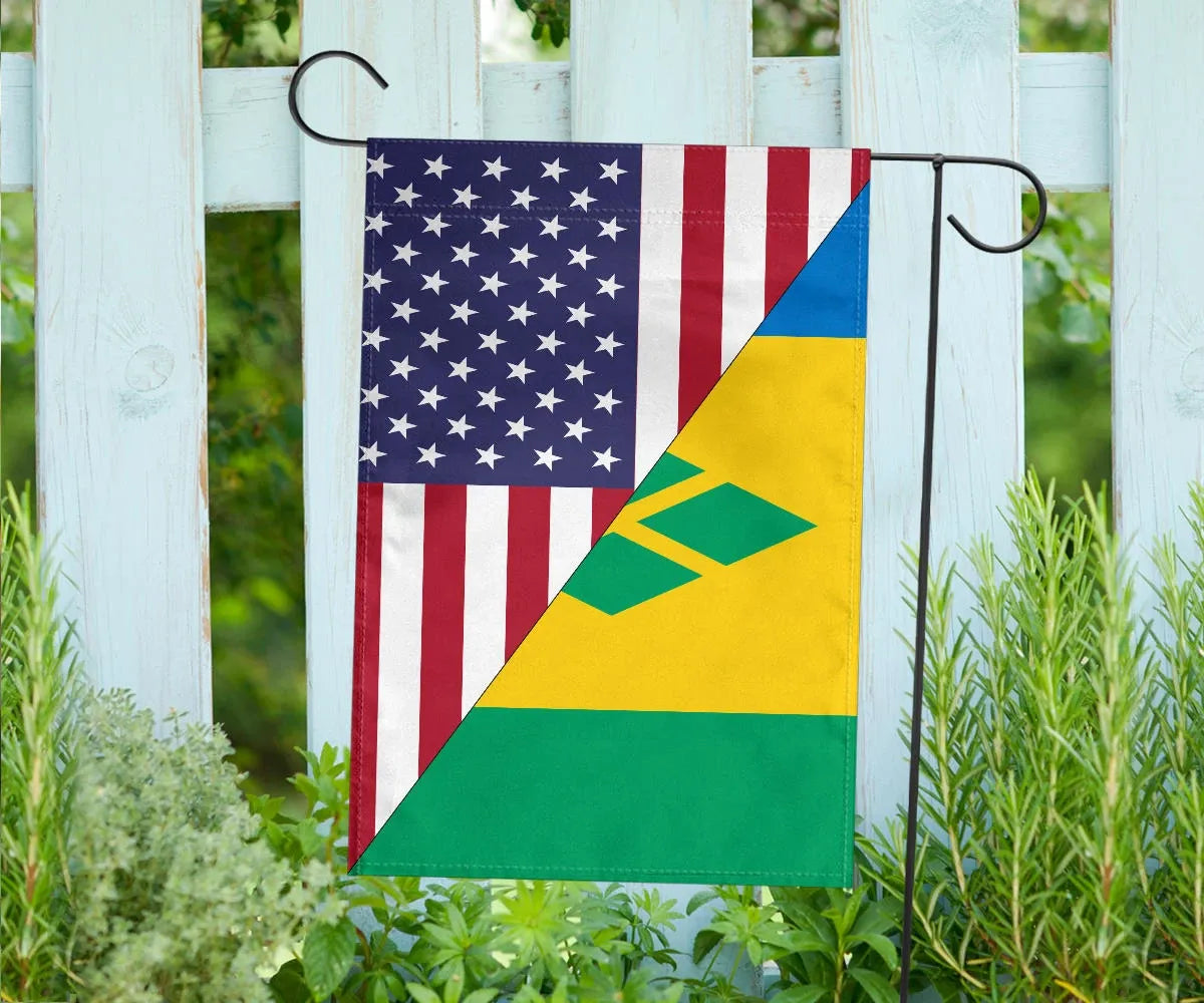 US Flag with Saint Vincent and The Grenadines Flag RLT13 - Wonder Print Shop