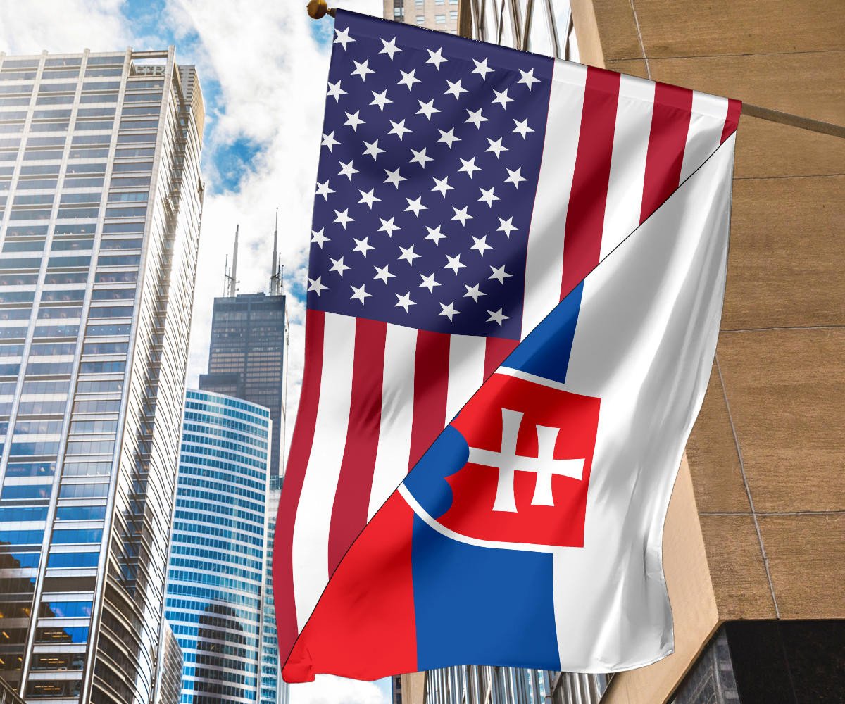 US Flag with Slovakia Flag RLT13 - Wonder Print Shop