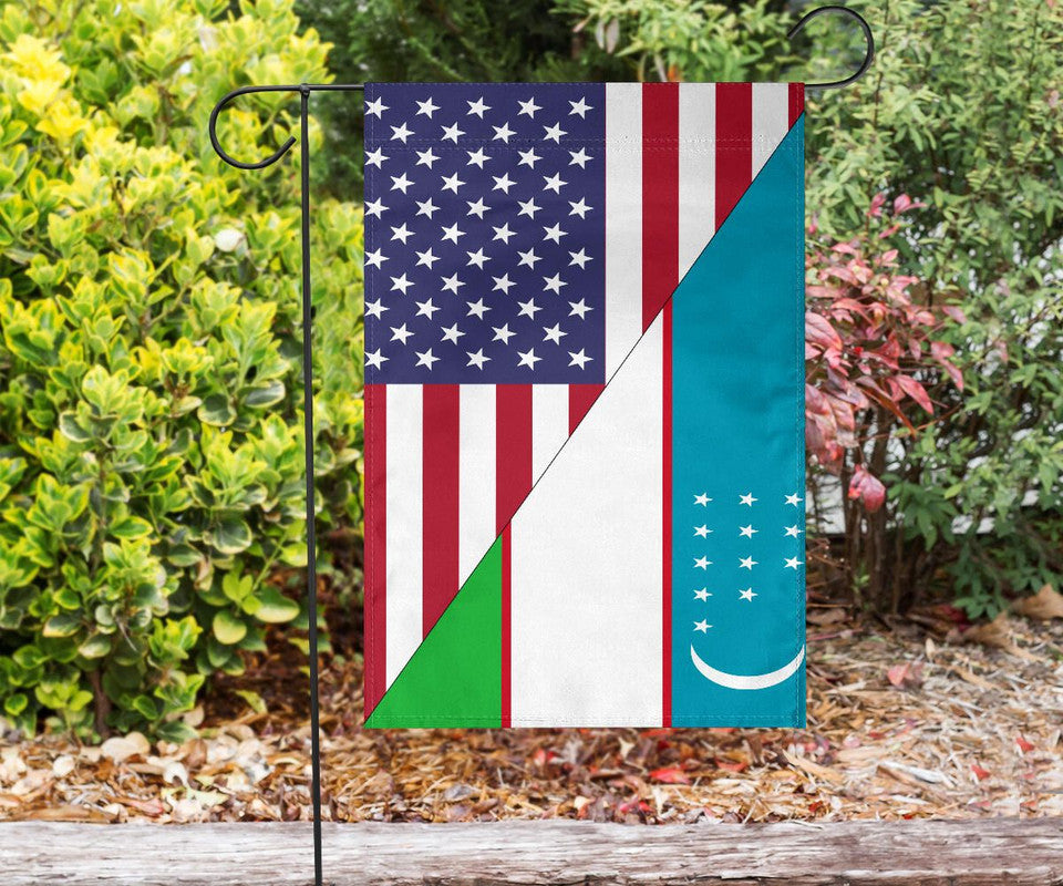 US Flag with Uzbekistan Flag RLT12 - Wonder Print Shop