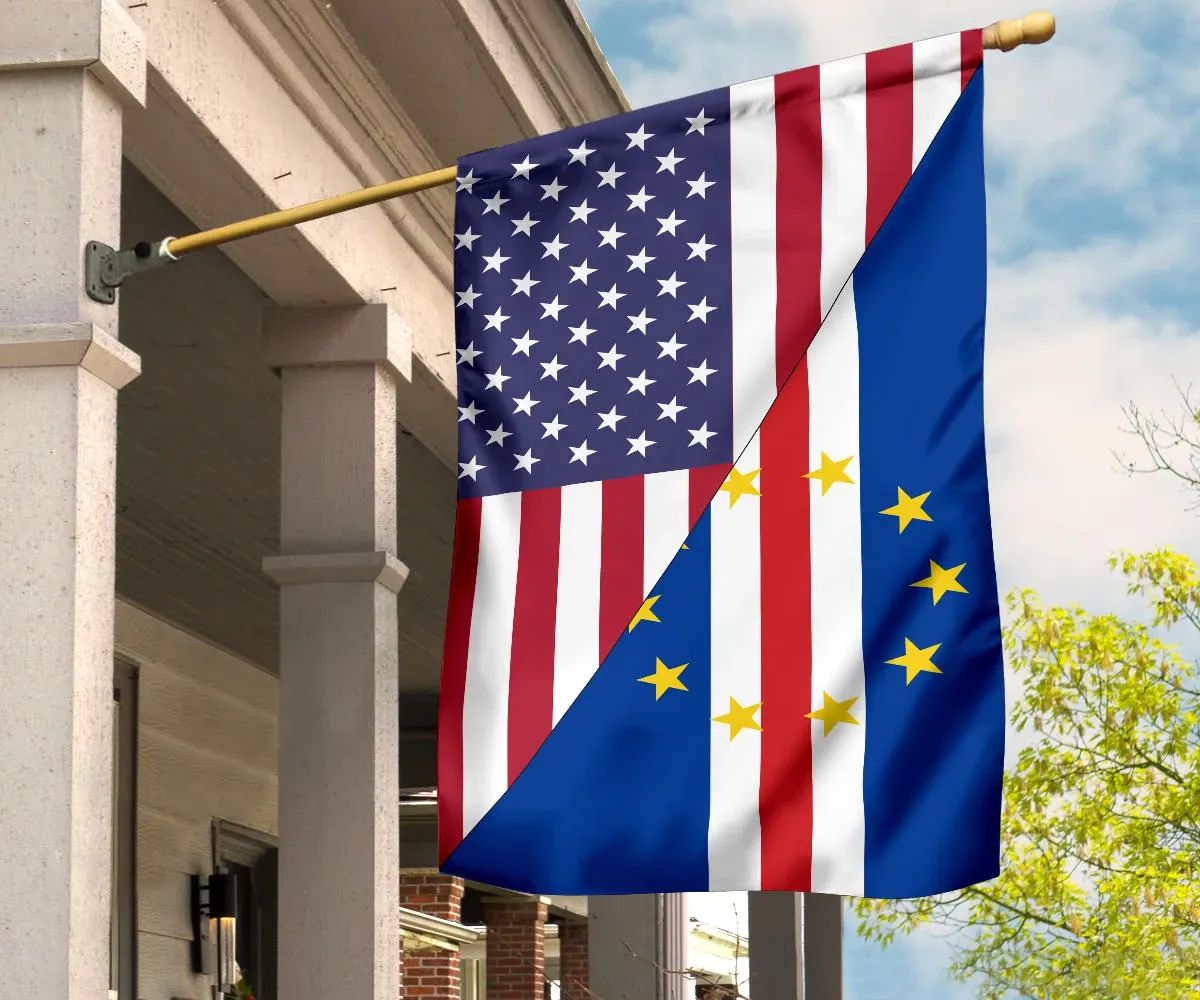 US Flag with Cape Verde Flag RLT7 - Wonder Print Shop