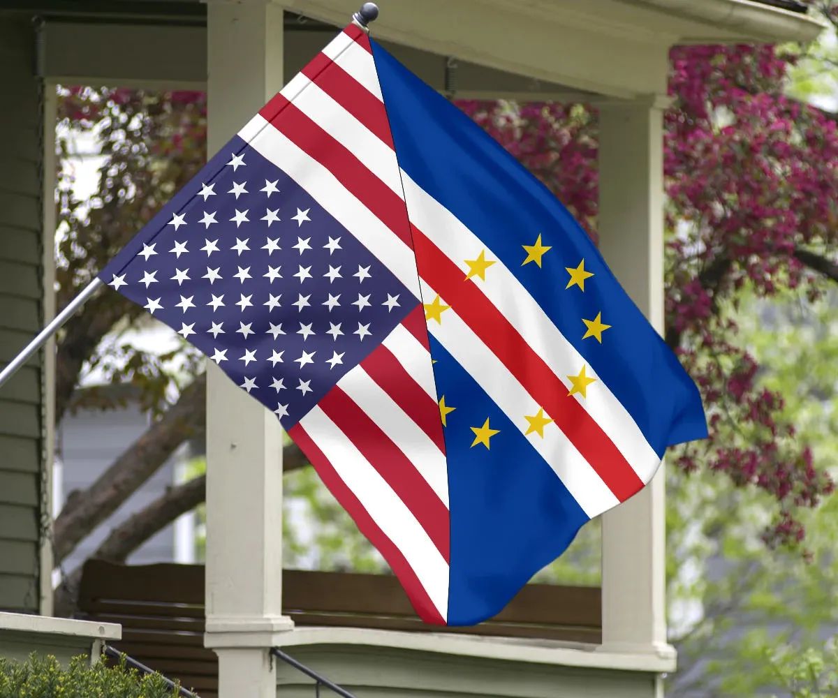 US Flag with Cape Verde Flag RLT7 - Wonder Print Shop