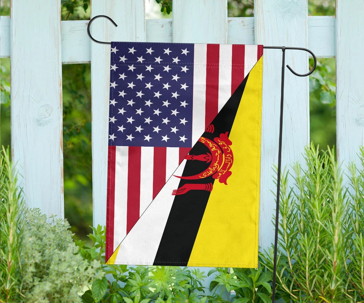US Flag with Brunei Flag RLT7 - Wonder Print Shop