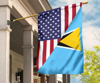 US Flag with Saint Lucia Flag RLT6 - Wonder Print Shop