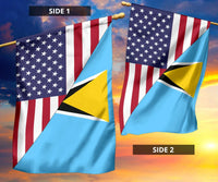 US Flag with Saint Lucia Flag RLT6 - Wonder Print Shop