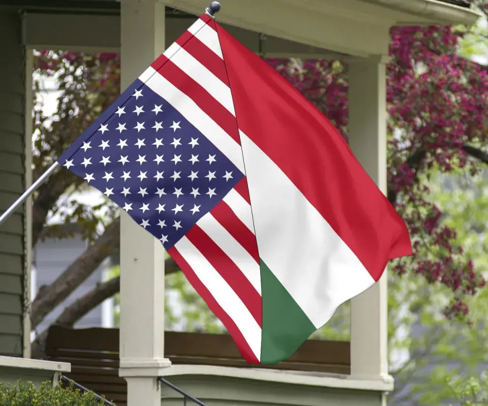 US Flag with Hungary Flag RLT8 - Wonder Print Shop