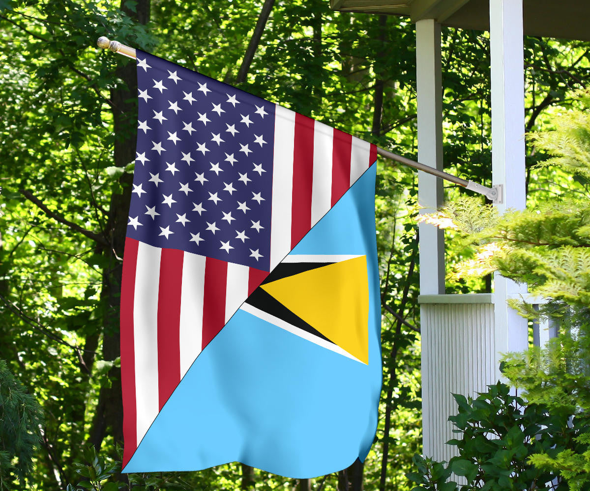 US Flag with Saint Lucia Flag RLT6 - Wonder Print Shop
