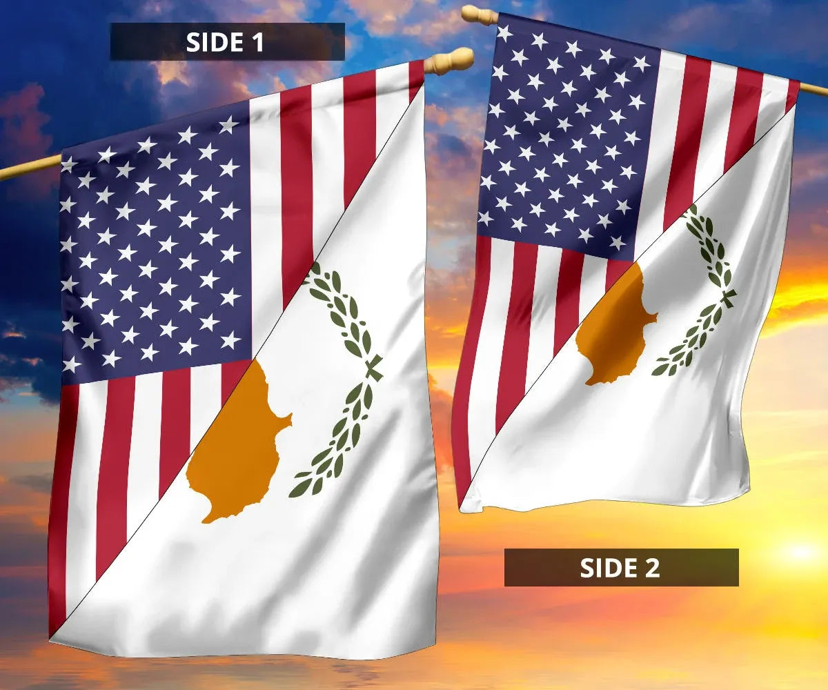 US Flag with Cyprus Flag RLT13 - Wonder Print Shop